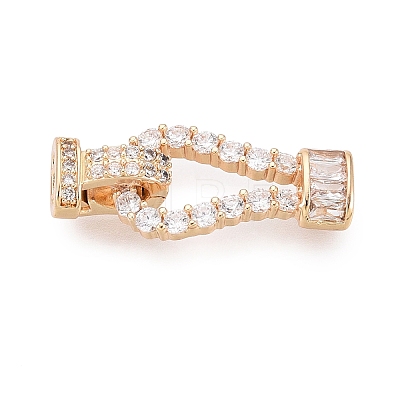 Brass Micro Pave Clear Cubic Zirconia Fold Over Clasps KK-Q074-17G-1