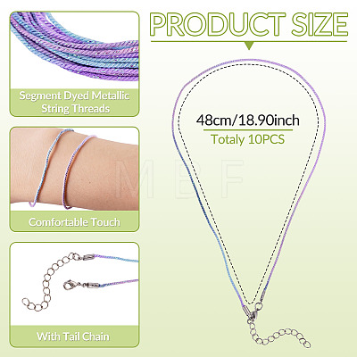 10Pcs Cotton & Metallic Cord Necklace Making NJEW-TAC0056-1