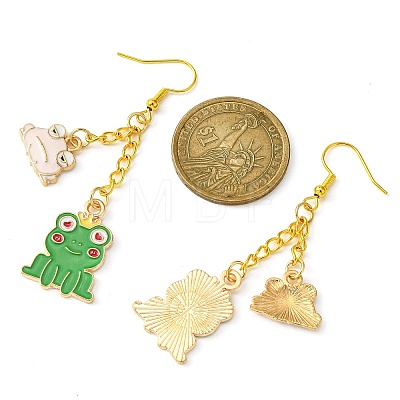Alloy Enamel Frog Dangle Earrings with Iron Earring Pins for Women EJEW-JE05421-01-1