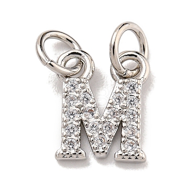 Initial Letter Brass with Cubic Zirconia Charms KK-Q814-26M-P-1