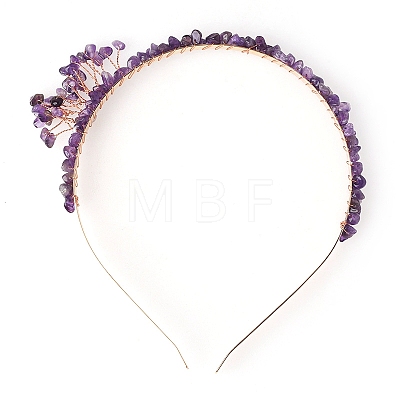 Amethyst with Metal Hair Bands PW-WG4CD56-07-1
