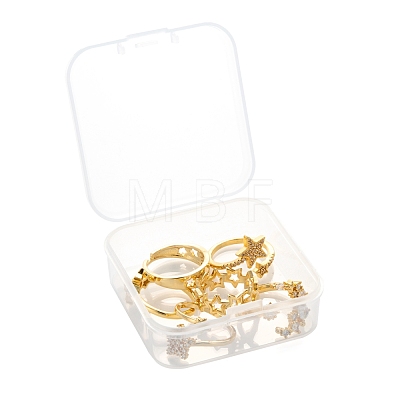 6Pcs 6 Styles Brass Micro Pave Cubic Zirconia Cuff Rings RJEW-LS0001-40G-1