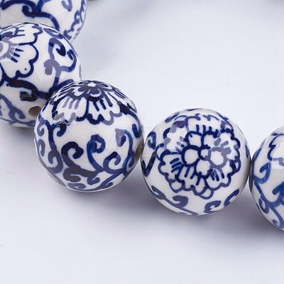 Handmade Blue and White Porcelain Beads PORC-G002-38-1