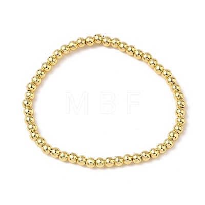 Brass Round Beaded Stretch Bracelets for Men Women BJEW-B148-05B-G-1