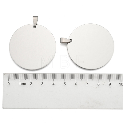 201 Stainless Steel Flat Round Stamping Blank Tag Pendants STAS-S030-10-1