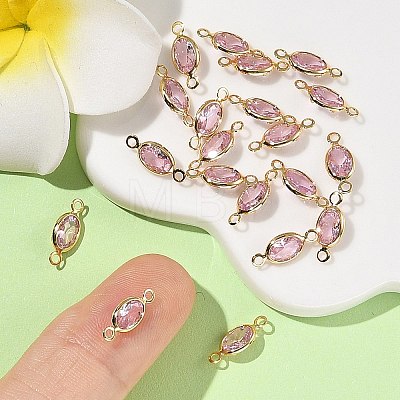 SHEGRACE Brass Pave Cubic Zirconia Oval Connector Charms XGRQ2O133-439B-G-1