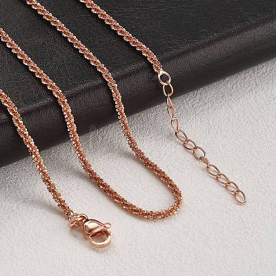 Brass Sterling Silver Chains Necklaces for Women NJEW-D302-25RG-1