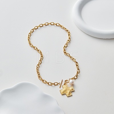 304 Stainless Steel & Natural Freshwater Pearl Pendant Necklaces for Women WG1B871-02-1