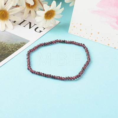 Faceted Rondelle Natural Garnet Beads Stretch Bracelets BJEW-JB06383-01-1