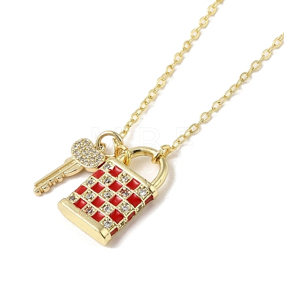 Brass Micro Pave Cubic Zirconia Pendant Necklace NJEW-B082-04G-02-1