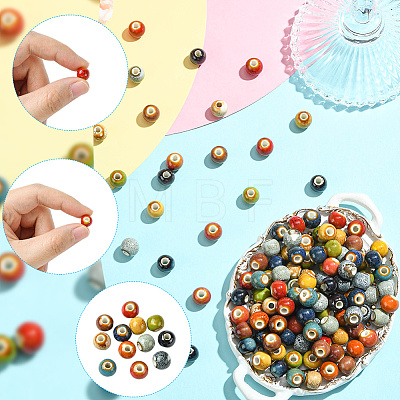 180Pcs 12 Colors Handmade Porcelain Beads PORC-SC0001-21B-1