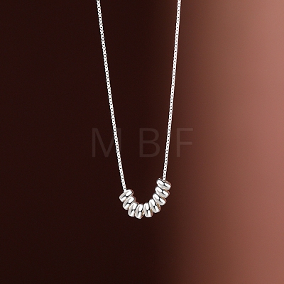 925 Sterling Silver Lucky Bead Rondelle Beaded Pendant Necklaces for Women FS-WGA8826-01-1