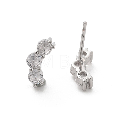 Brass Micro Pave Clear Cubic Zirconia Stud Earrings EJEW-R016-01P-1