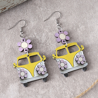 Printed Acrylic Dangle Earrings FS-WGDA665-02-1