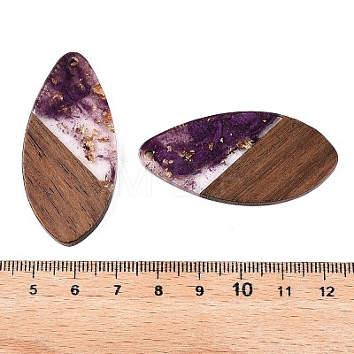 Transparent Resin and Walnut Wood Pendants RESI-T057-05H-1