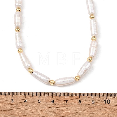 Natural Baroque Keshi Pearl Column Beaded Necklaces for Women NJEW-JN06235-1