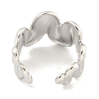 Non-Tarnish Wave 304 Stainless Steel Open Cuff Finger Rings for Women RJEW-P114-01P-1