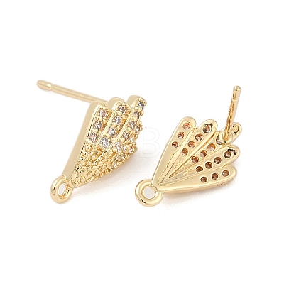 Brass Micro Pave Cubic Zirconia Stud Earring Findings KK-Z094-13G-1