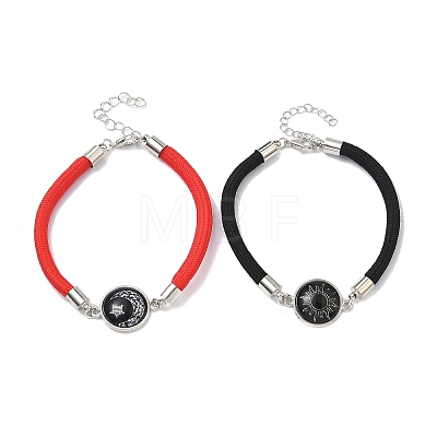 2Pcs Alloy and Polyester Link Bracelets BJEW-C147-01-1