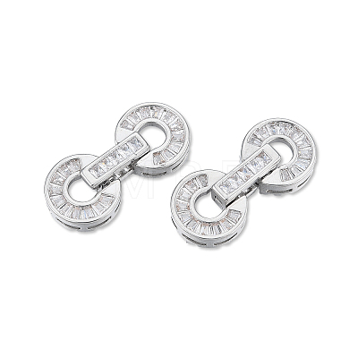 Brass Pave Clear Cubic Zirconia Fold Over Clasps KK-N232-500P-1