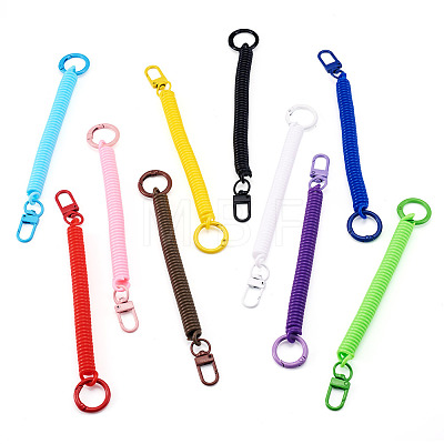 10Pcs Plastic Spiral Retractable Spring Coil Keychains KEYC-TA0001-84-1