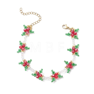 Christmas Glass Beaded Bracelets for Women BJEW-MZ00243-1