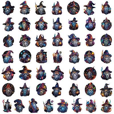 50Pcs Magician PVC Self-Adhesive Stickers PW-WG279C1-01-1