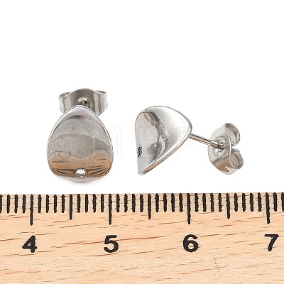 Non-Tarnish 304 Stainless Steel Oval Stud Earring Findings X-STAS-R063-39-1