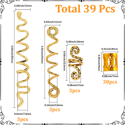 39Pcs Zinc Alloy Dreadlocks Beads FIND-PA0001-83-1