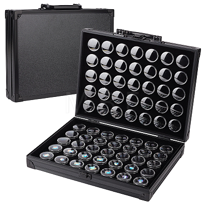 Rectangle Black Aluminum Alloy Organizer Handled Boxes CON-WH0089-254B-1