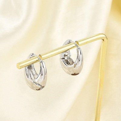 Brass Hoop Earrings for Women EJEW-U041-01P-1