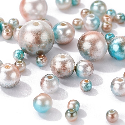 497Pcs 5 Style Rainbow ABS Plastic Imitation Pearl Beads OACR-YW0001-09A-1