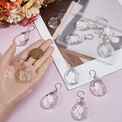 10Pcs Glass Pendant Decorations AJEW-SP0004-79-1