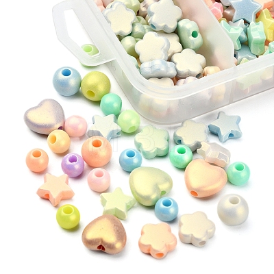 260Pcs 5 Style Spray Painted Opaque Acrylic Beads SACR-YW0001-32-1
