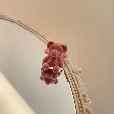 Bear Adjustable Zinc Alloy Flocking Finger Rings for Women FS-WG501E4-03-1