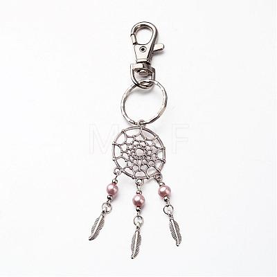 Woven Net/Web with Feather Keychain KEYC-JKC00077-1