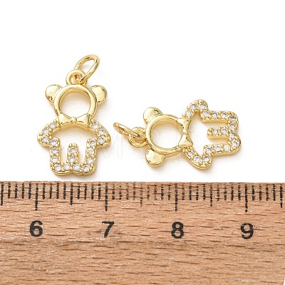 Brass Micro Pave Clear Cubic Zirconia Pendants CU-E003-18G-01-1