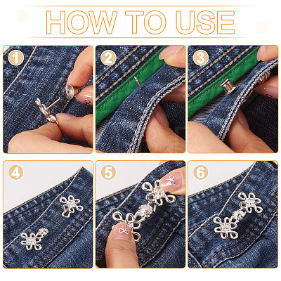 6Pcs 6 Styles Chinese Knot Alloy Adjustable Jean Button Pins FIND-TA0010-51-1
