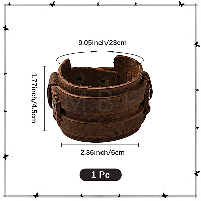 1Pc Cowhide Cord Wide Cord Bracelets BJEW-CL0001-07B-1
