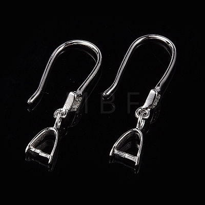 Rhodium Plated 925 Sterling Silver Earring Hooks STER-F033-61P-1