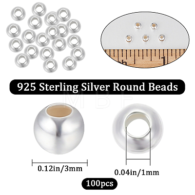 Beebeecraft Round 925 Sterling Silver Beads STER-BBC0005-39C-1