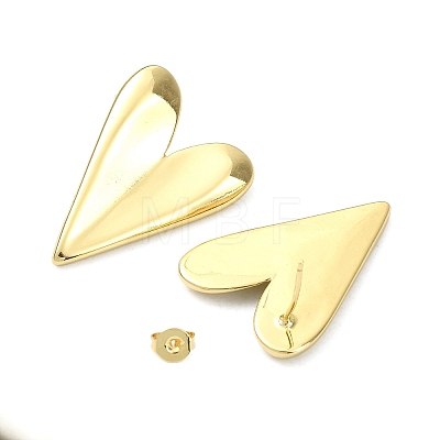 Heart Brass Stud Earrings for Women EJEW-F311-02G-1