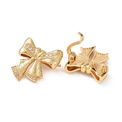 Brass Micro Pave Cubic Zirconia Twister Clasps KK-K422-02G-1