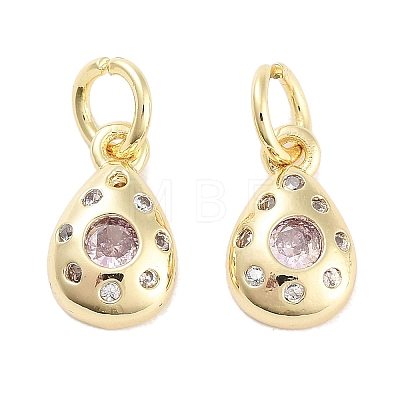 Brass Micro Pave Cubic Zirconia Charms KK-C051-02G-01-1