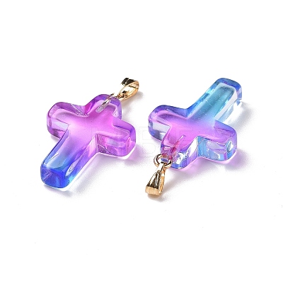 Two Tone Transparent Glass Pendants GLAA-A004-02F-1