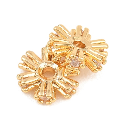 Brass Micro Pave Cubic Zirconia Beads KK-H538-20A-G-1