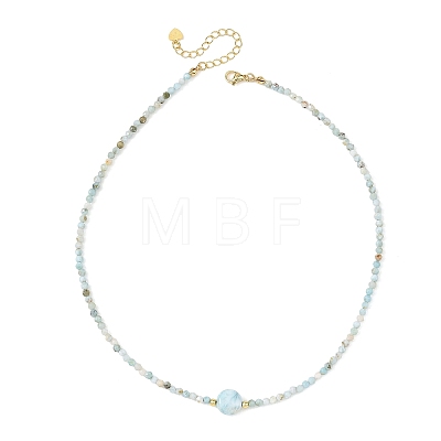 Natural Larimar Beaded Necklaces NJEW-JN06655-1