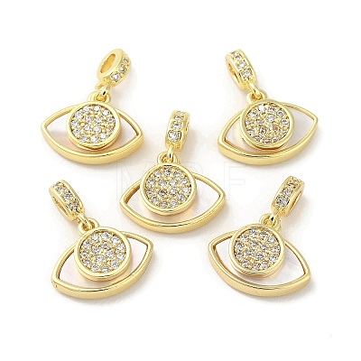 Brass Micro Pave Clear Cubic Zirconia European Dangle Charms BSHE-Z003-07G-1