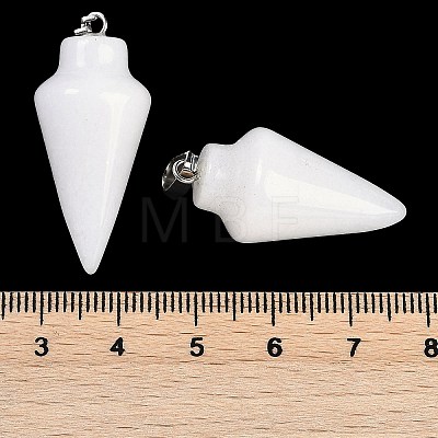 Natural White Jade Gemstone Pointed Pendants G-K384-01P-09-1