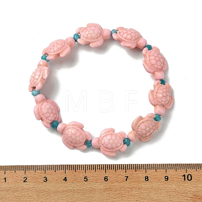 Synthetic Turquoise Beads Stretch Bracelets for Women BJEW-JB13598-01-1